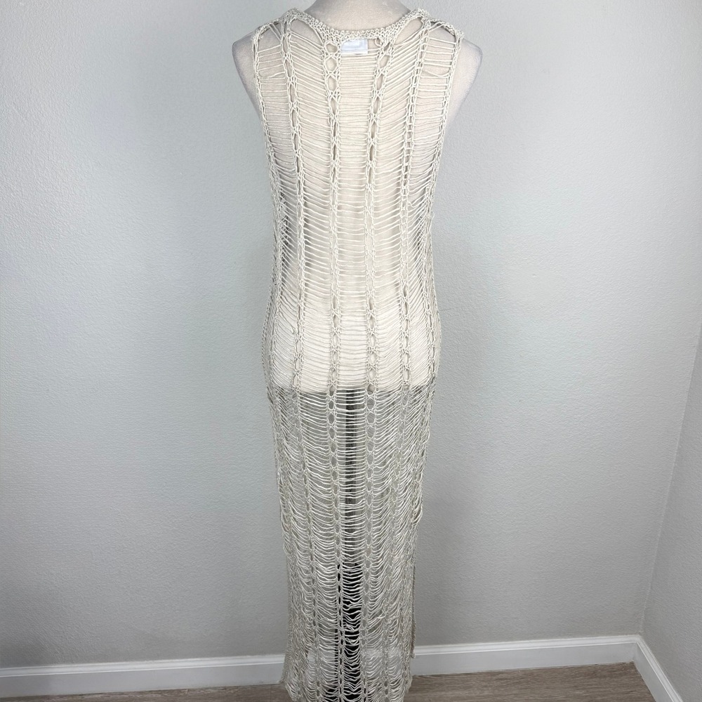 Harem Accessories Cream Beige Cotton Open Knit Crochet Maxi Dress Corfu Greece - Picture 4 of 7